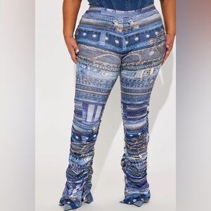 Fashion Nova Denim Baddie Stacked Pant